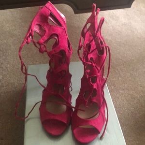 BRAND NEW Breckelle’s Pink fuschia lace up heels